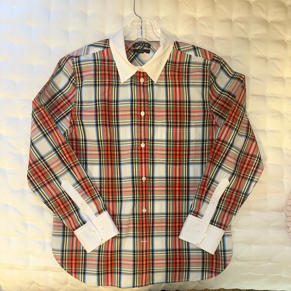 J Crew plaid blouse size 8